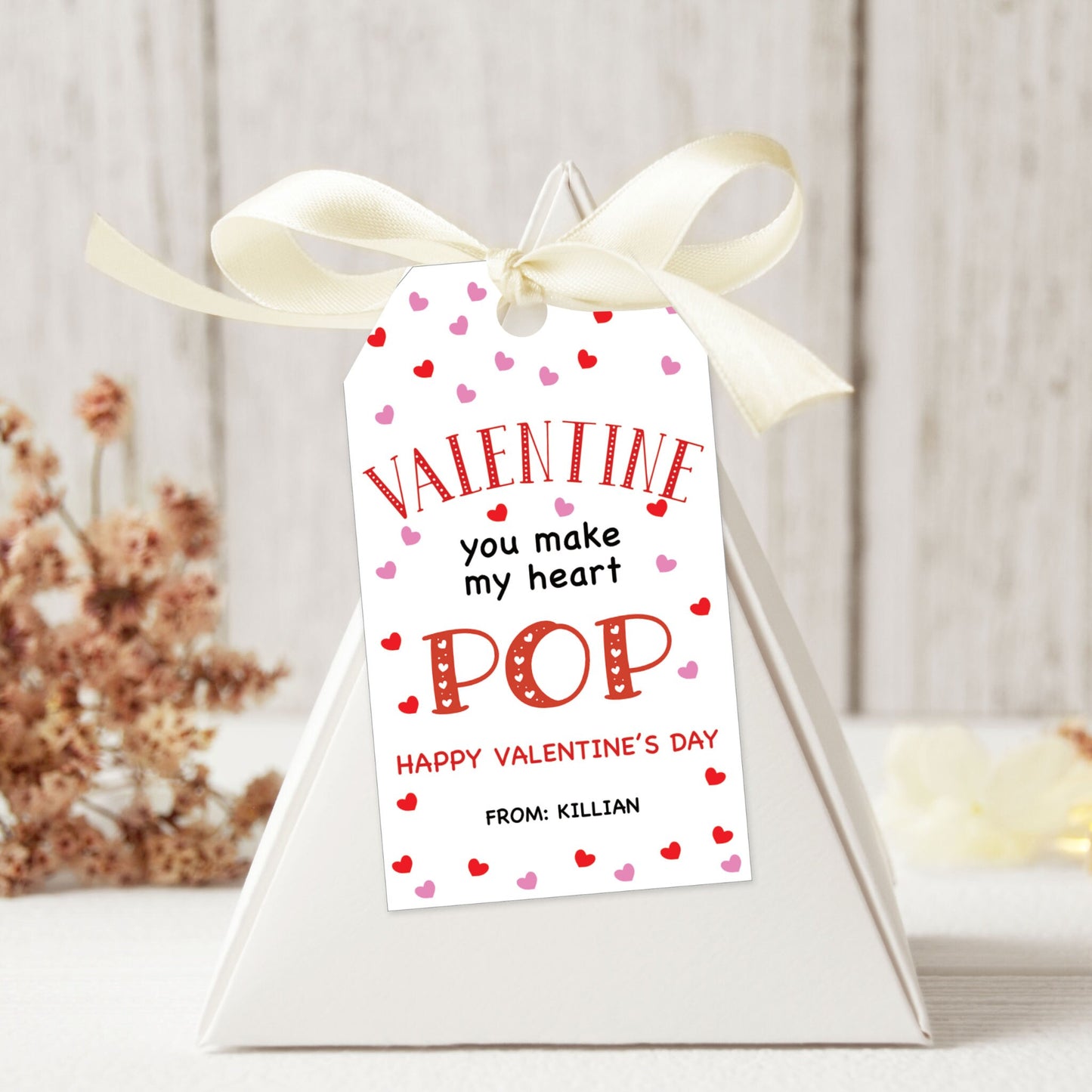 Editable Valentine Gift Tag Template - You Make My Heart Pop