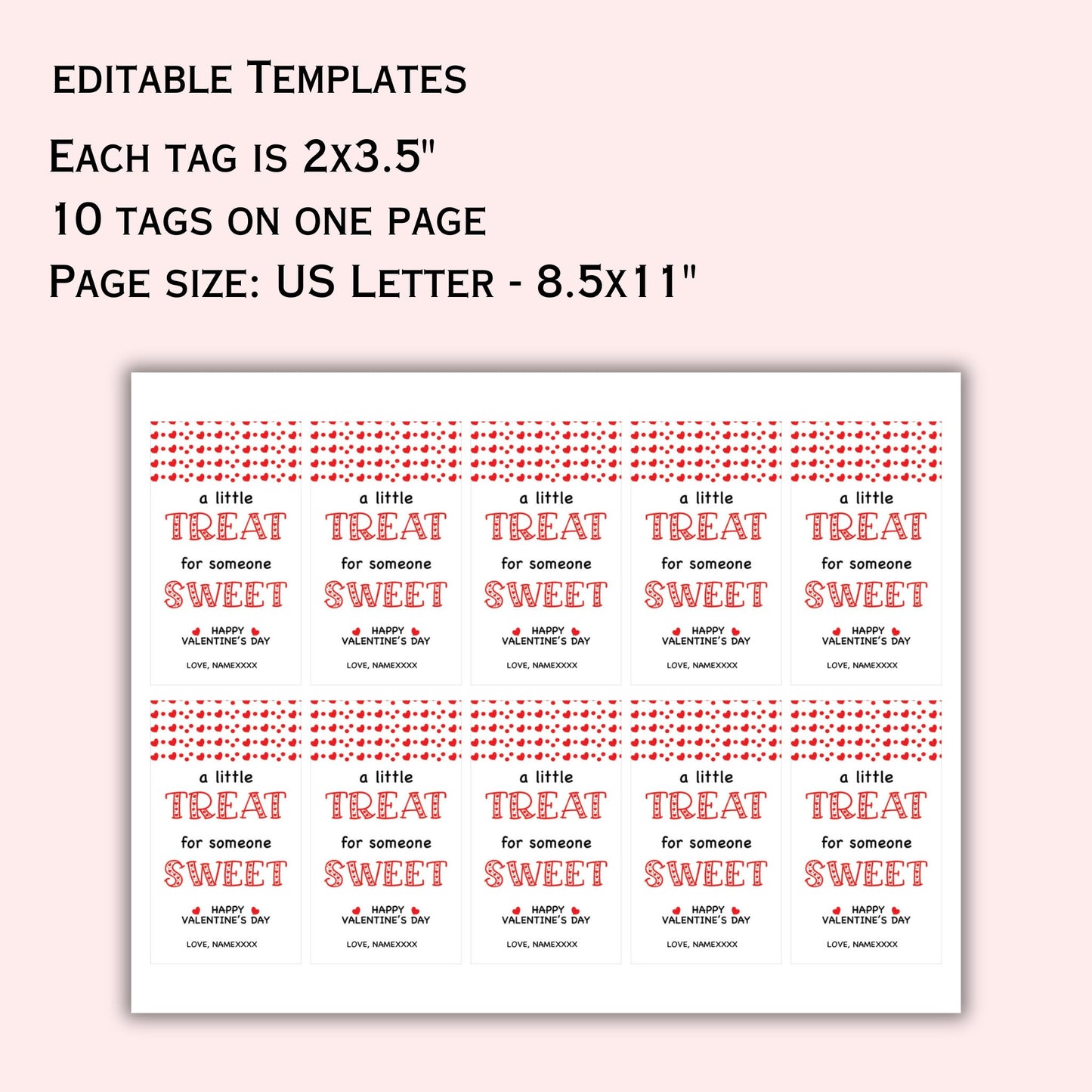 Editable Valentine Gift Tag Template