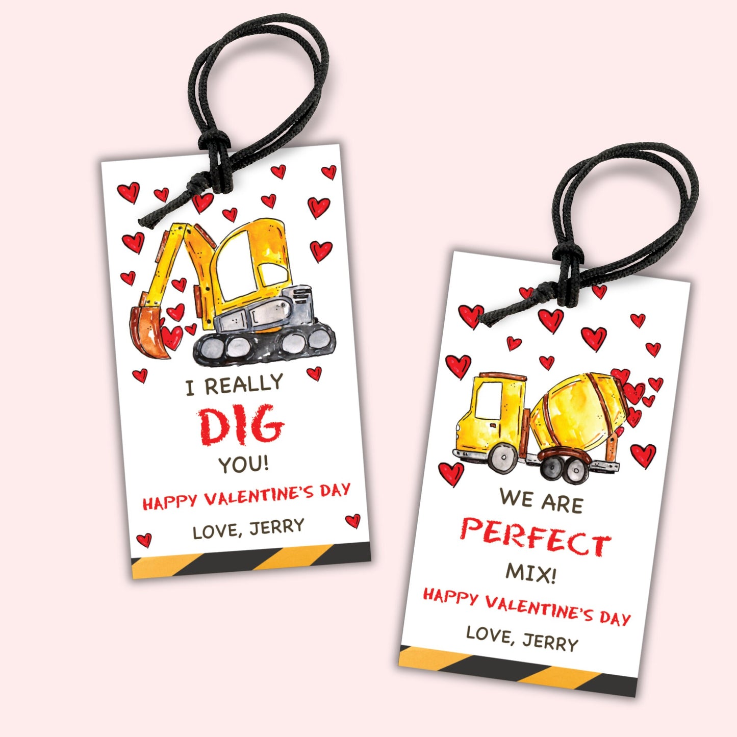 Valentine's Day Tags - 6 Construction Tags