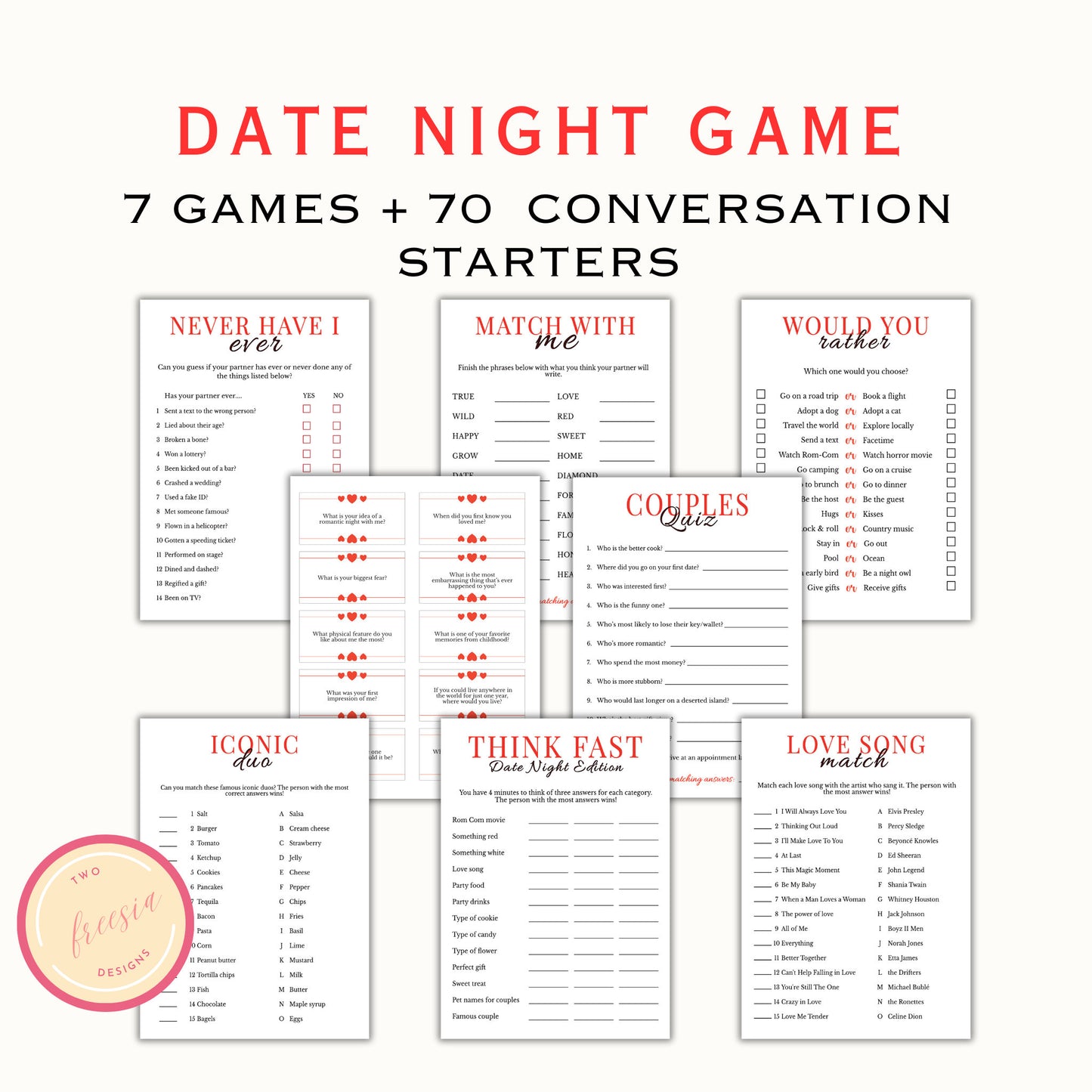 Printable Date Night Couples Games + Conversation Starters