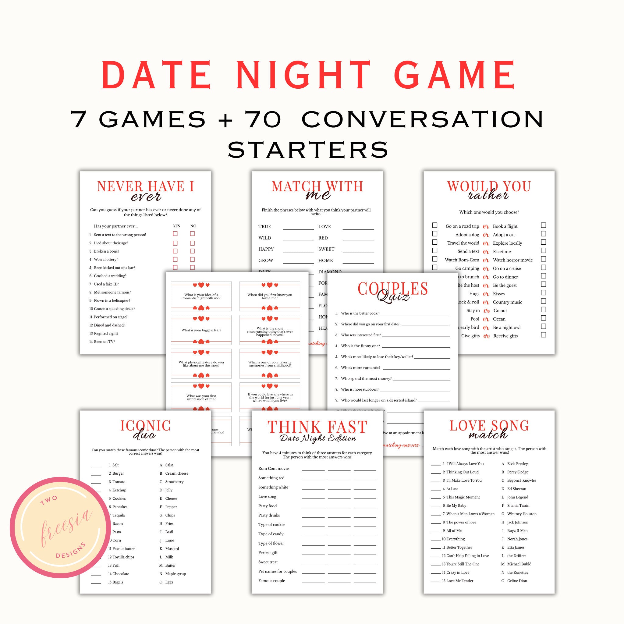 Printable Date Night Couples Games + Conversation Starters