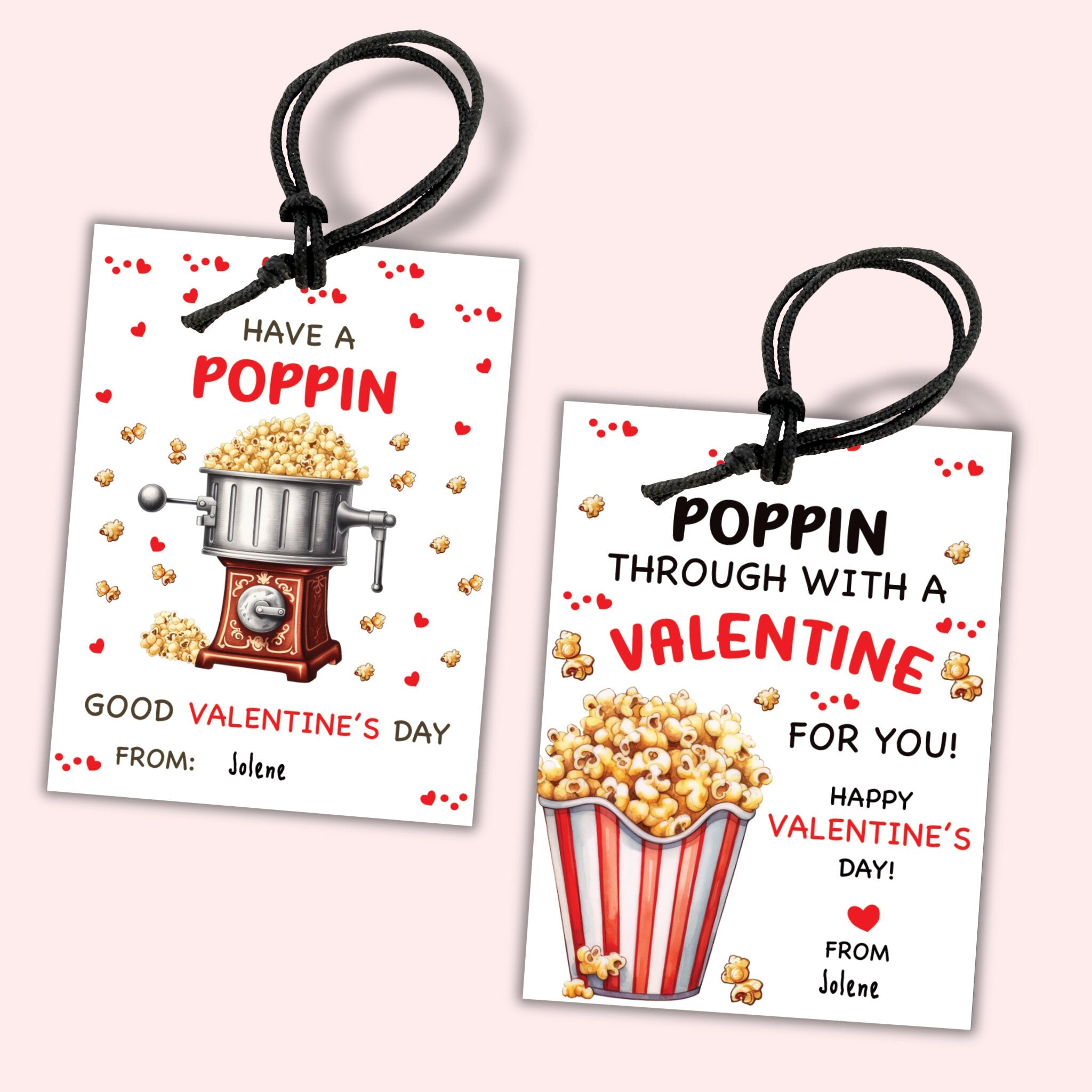 Printable Popcorn Valentine Gift Tag Template
