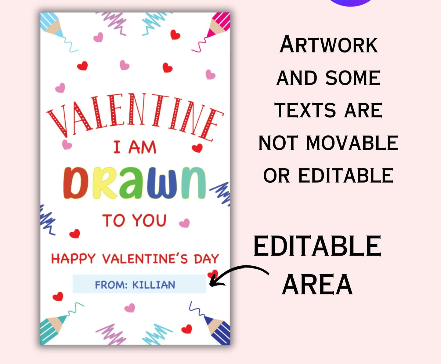 Valentine Gift Tag Template - I am Drawn to you