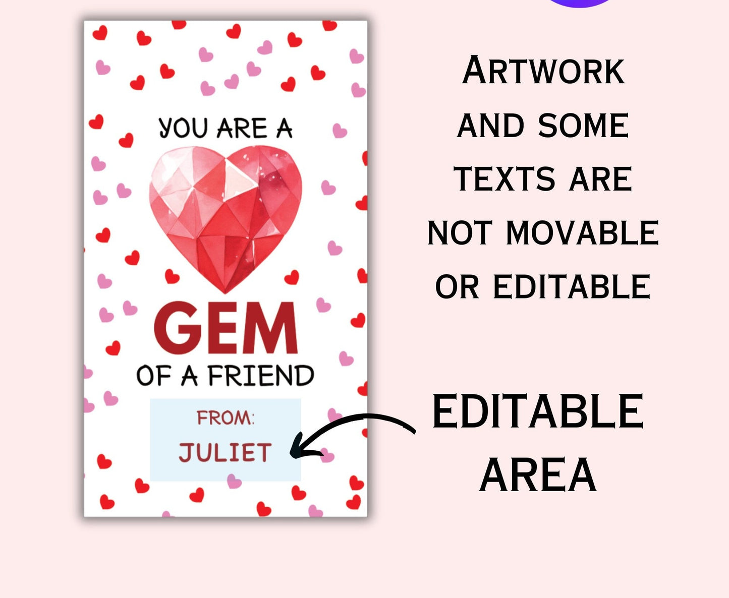 Editable Valentine Gift Tag Template - You are A Gem