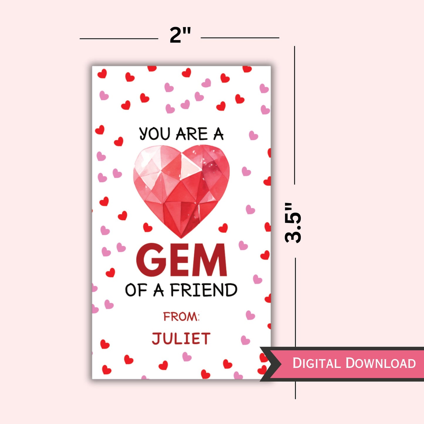 Editable Valentine Gift Tag Template - You are A Gem