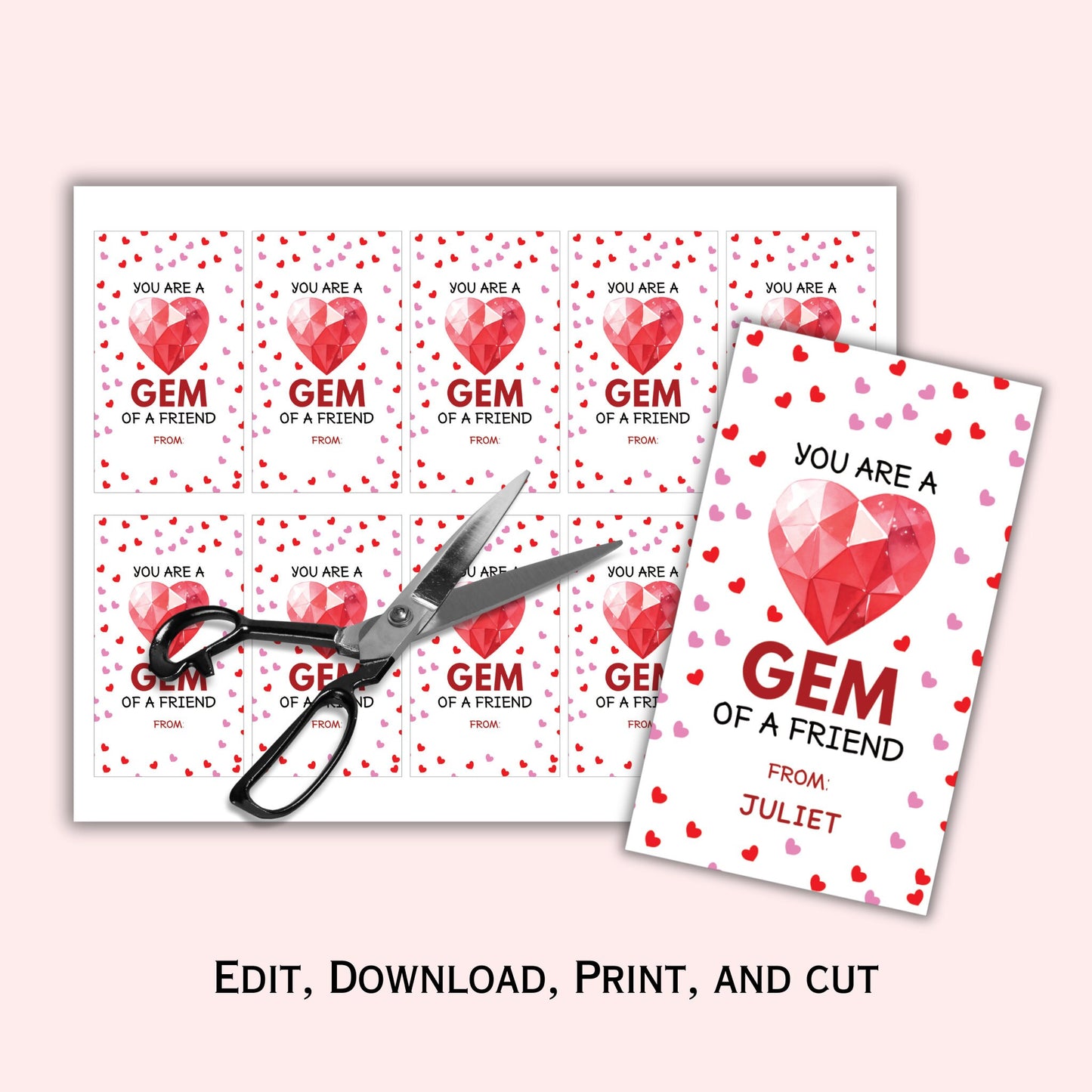 Editable Valentine Gift Tag Template - You are A Gem