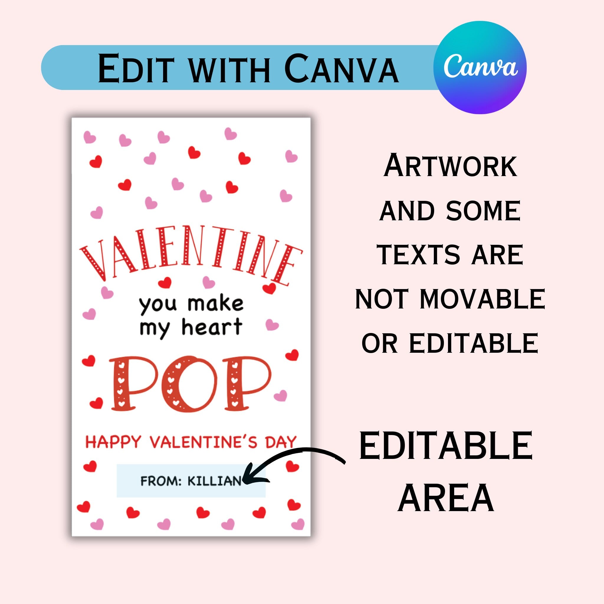 Editable Valentine Gift Tag Template - You Make My Heart Pop