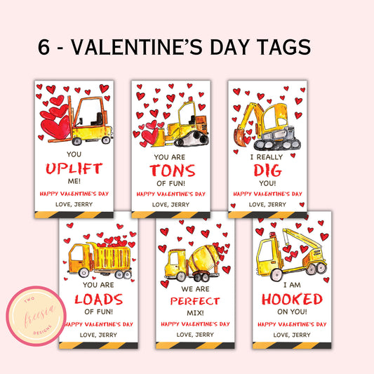 Valentine's Day Tags - 6 Construction Tags