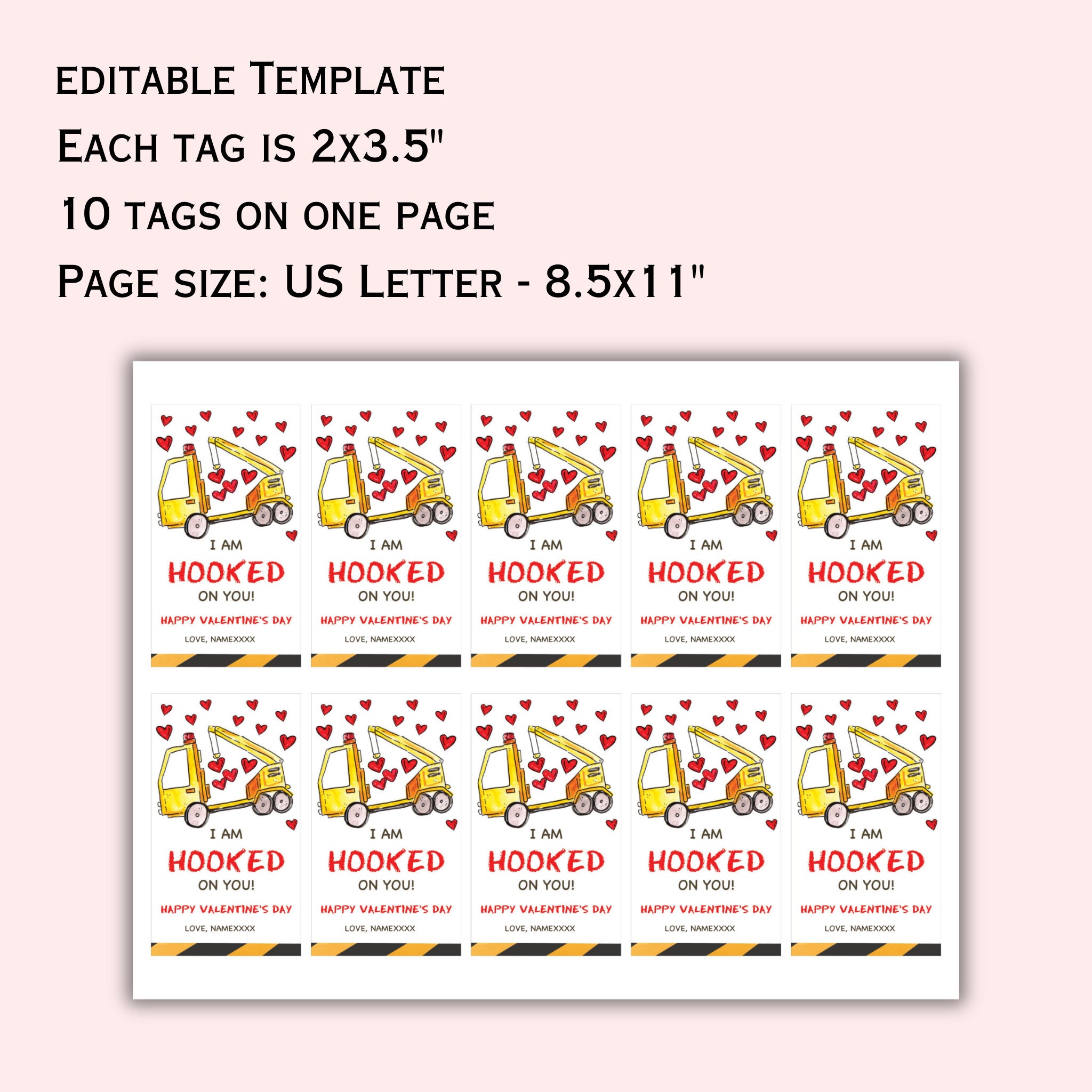 Valentine's Day Tags - 6 Construction Tags