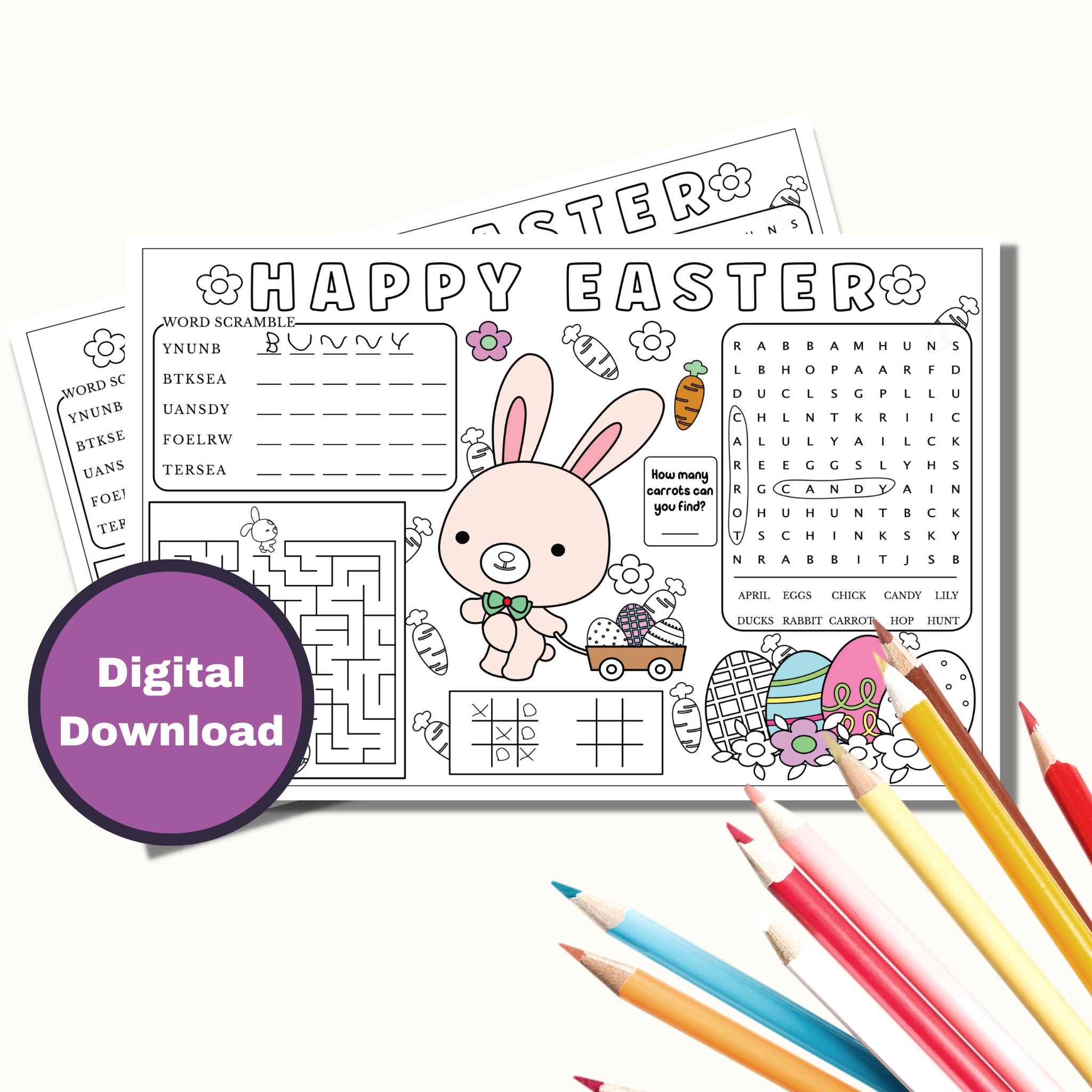Easter Coloring and Activity Placemat